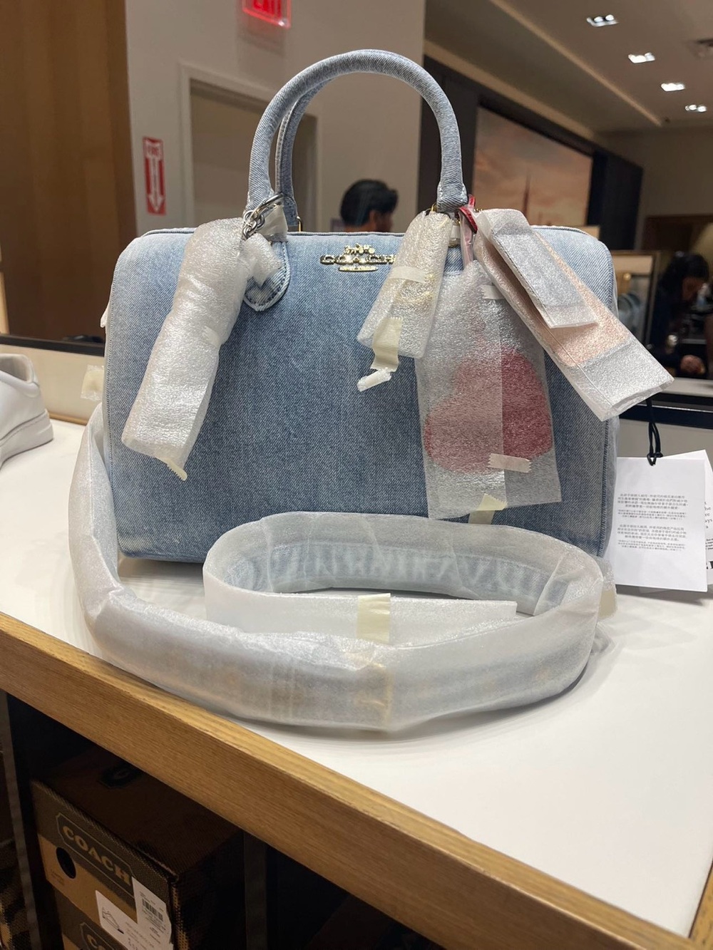NWT Coach Large Rowan Satchel in Loved Denim NWT - Picture 4 of 8